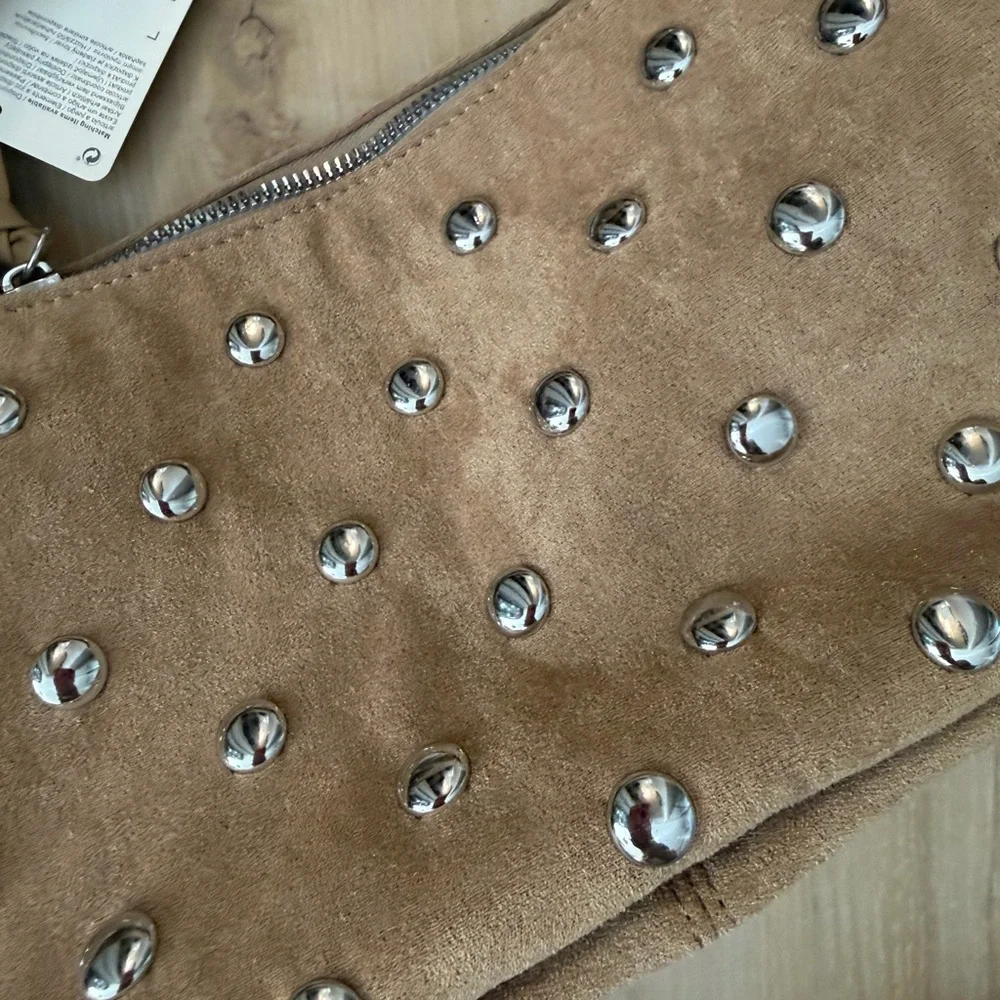 Studded Tan Shoulder Bag - Picture 3 of 11